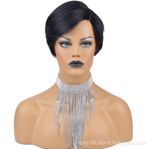 Wholesale Virgin Cuticle Aligned 100% Hair Human Hair Wigs Pixie Cut Short Brazilian Hair pixie wigs